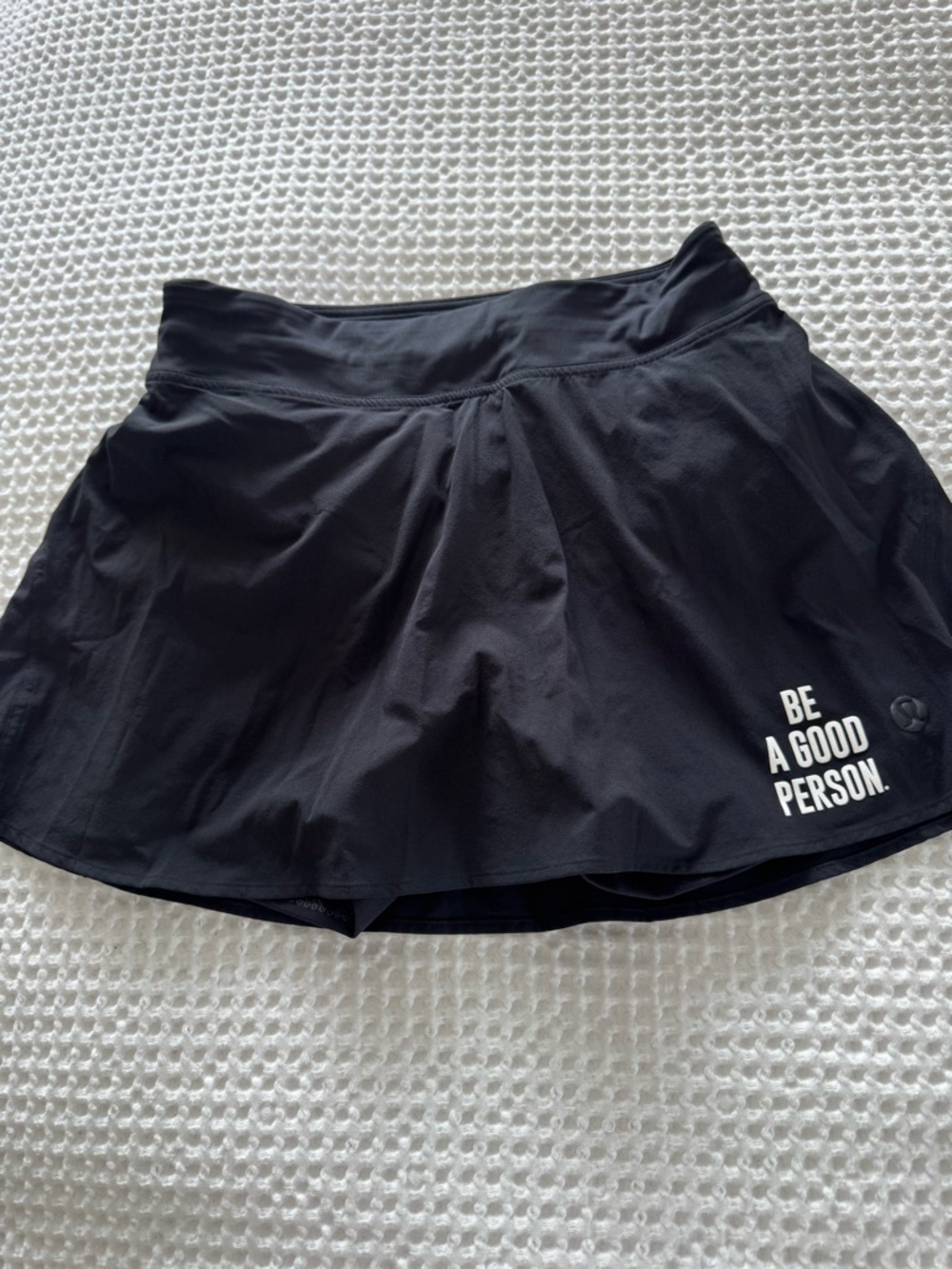 lululemon athletica Black Athletic Skort with "Be A Good Person" Graphic